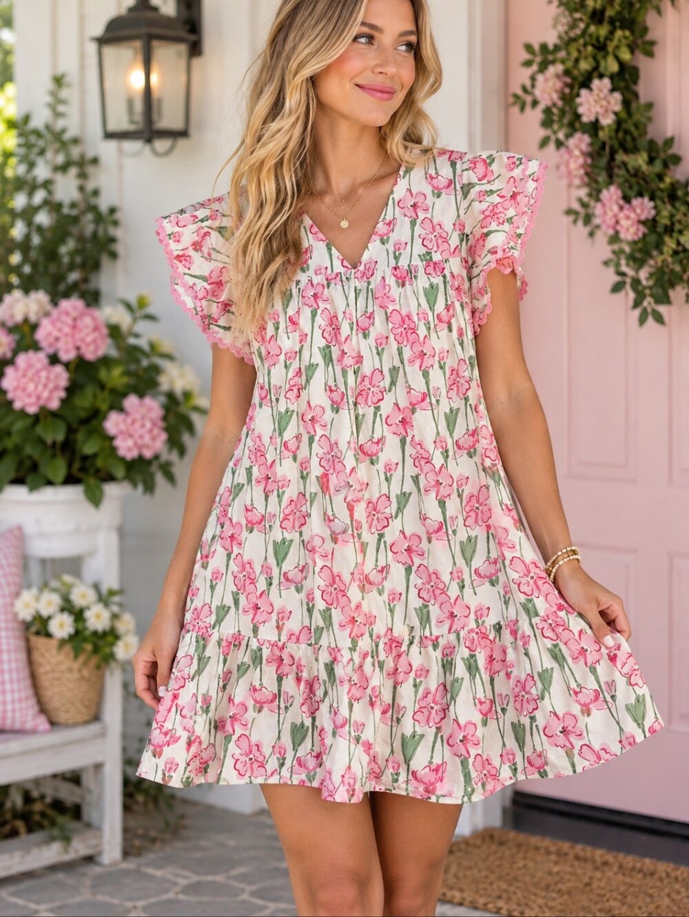 NWT Very J Dress Pink Floral Print Size Small